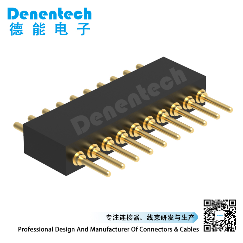 Denentech promotional 1.27MM pogo pin H4.0MM single row male straight pogo pin gold plated connector 